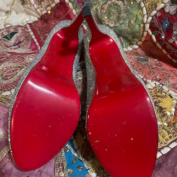 Christian Louboutin Very Riche 120 Peep-Toe Red Sole - Picture 4 of 7